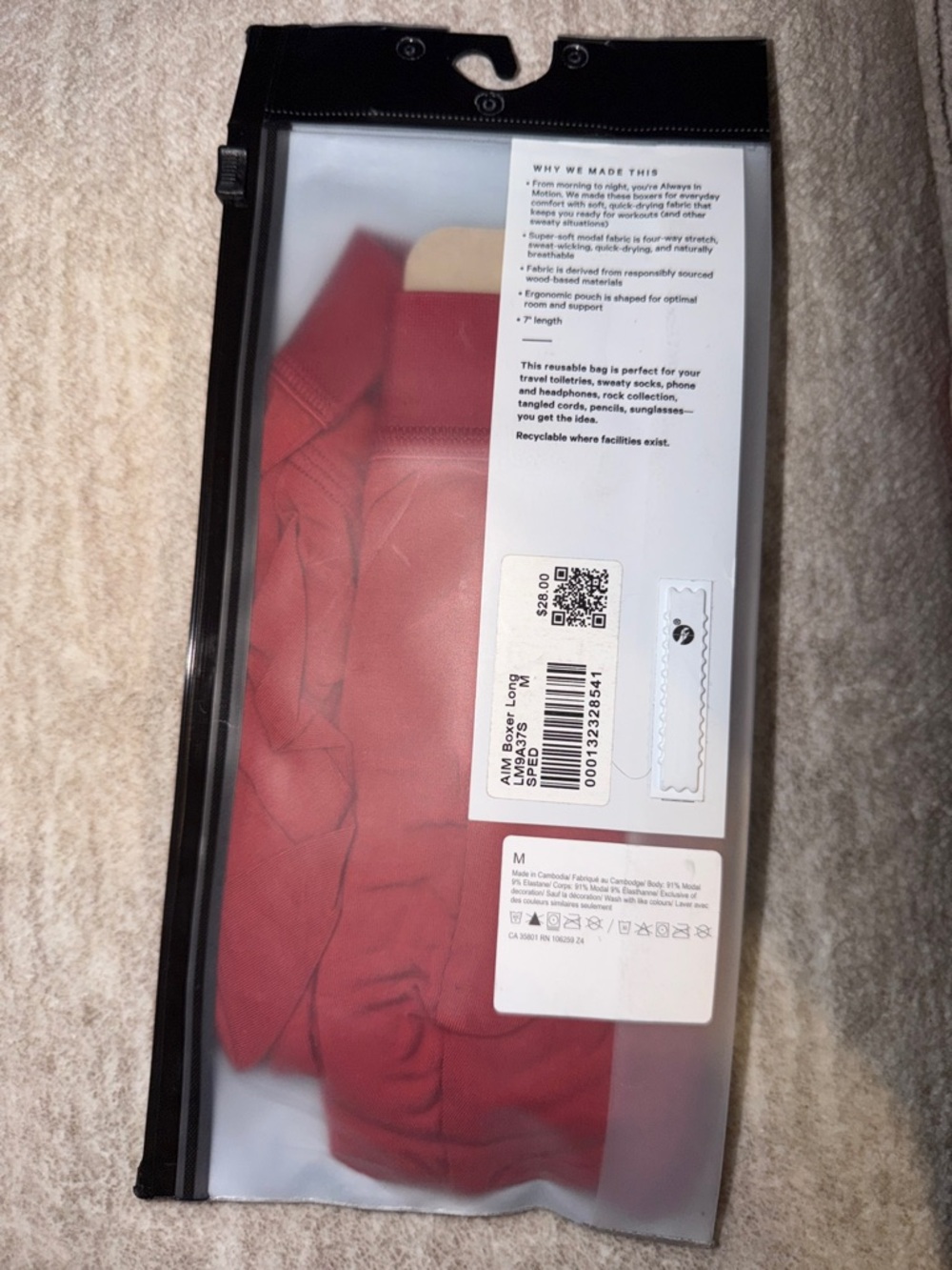 Lululemon Always In Motion Boxer 7" - MEDIUM - NWT - Sport Red